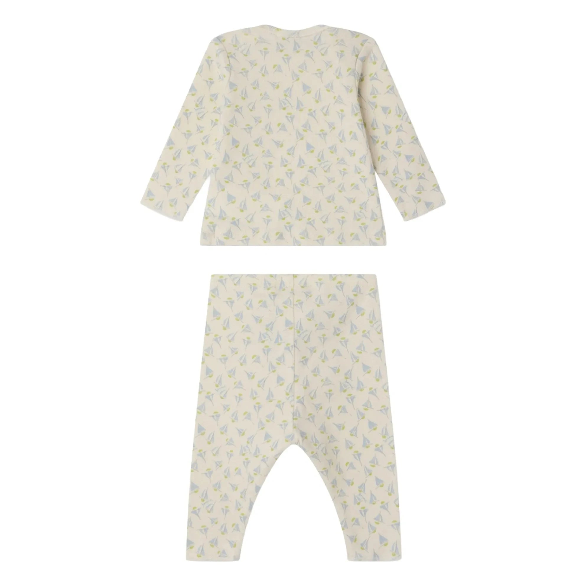 Bonpoint - Conjunto de camiseta y mallas de algodón orgánico Timi Voiliers | Blanco roto