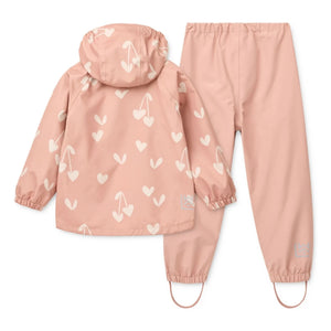 Liewood - Conjunto de lluvia de fibra reciclada Pedia Coeurs | Rosa suave