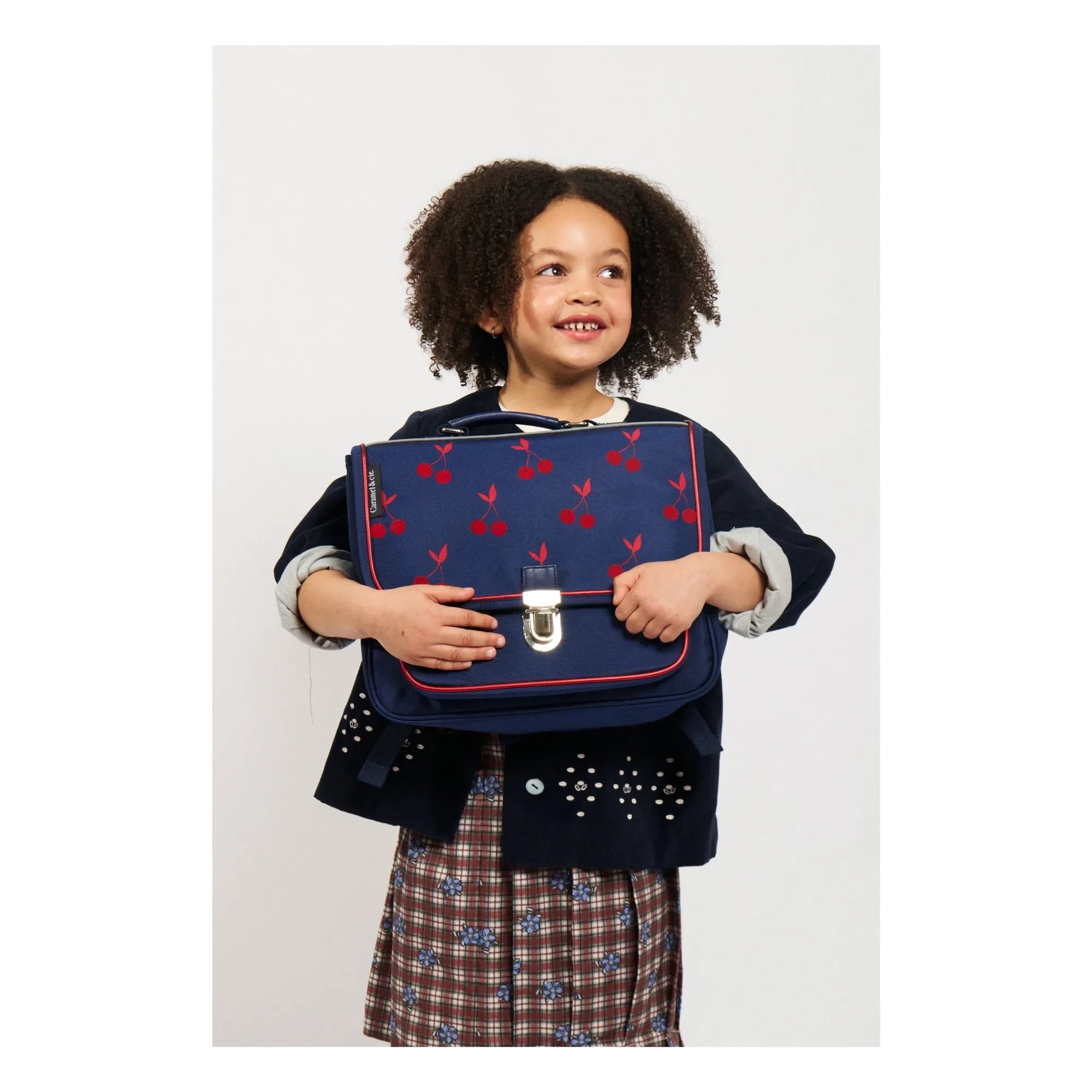 Caramel & Cie - Bolso pequeño Velvet Cherries | Azul marino