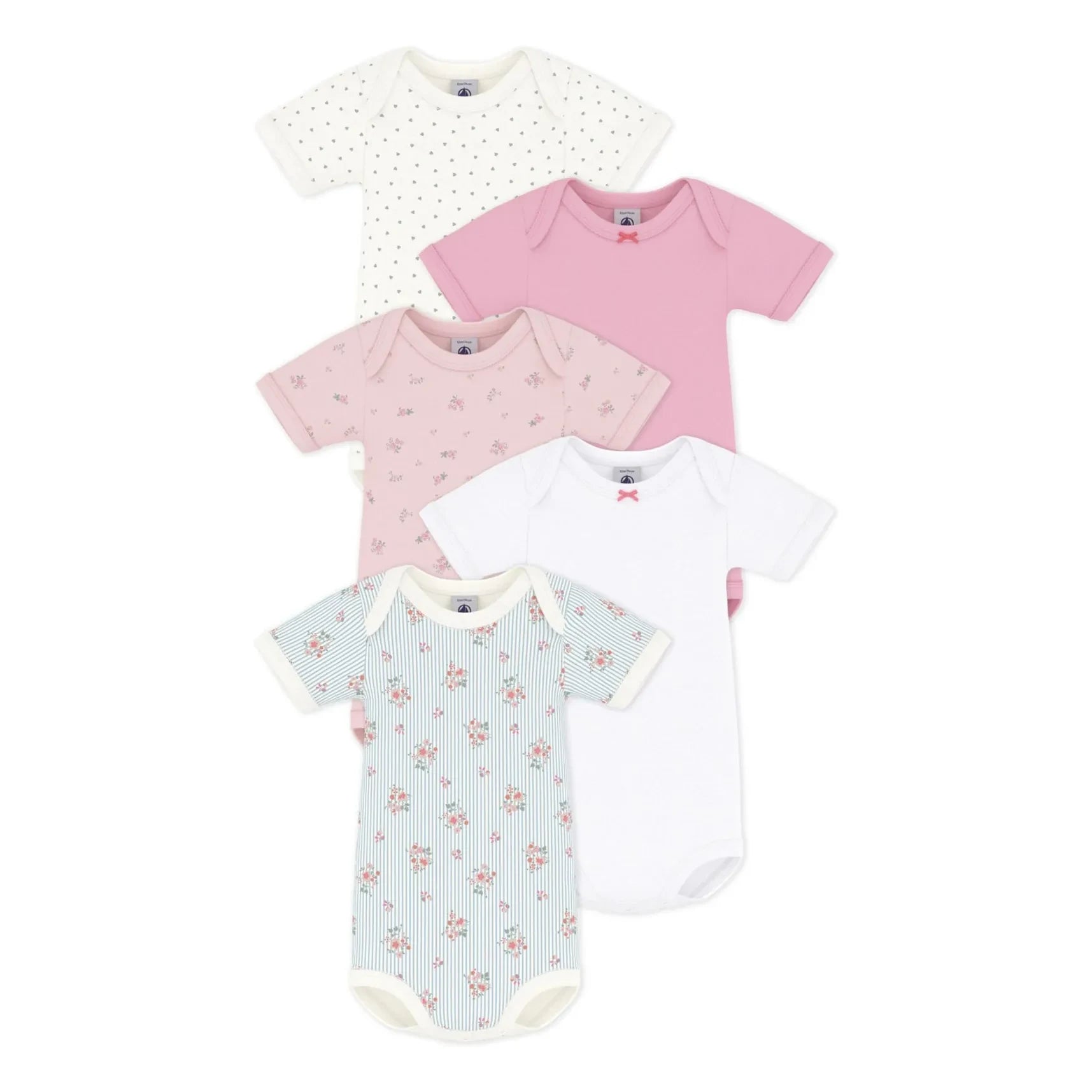 Petit Bateau - Bodies Florales de 5 Piezas | Rosa