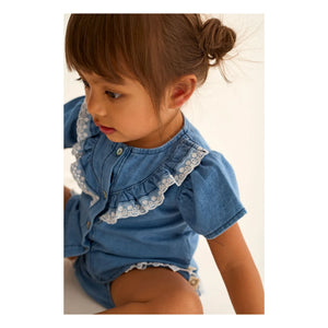 Cozmo - Blusa vaquera con volantes Malva