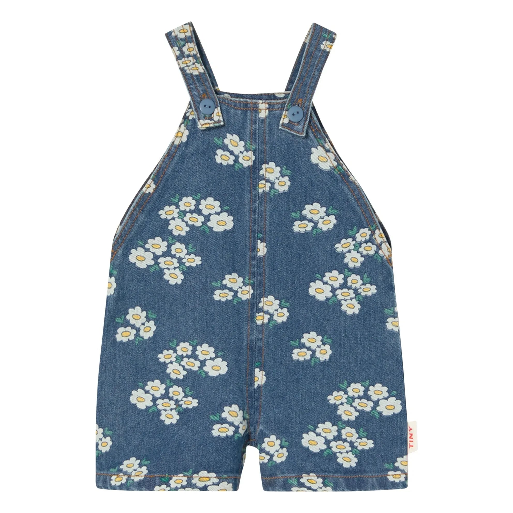 Tinycottons - Peto Vaquero Margaritas Corto | Azul
