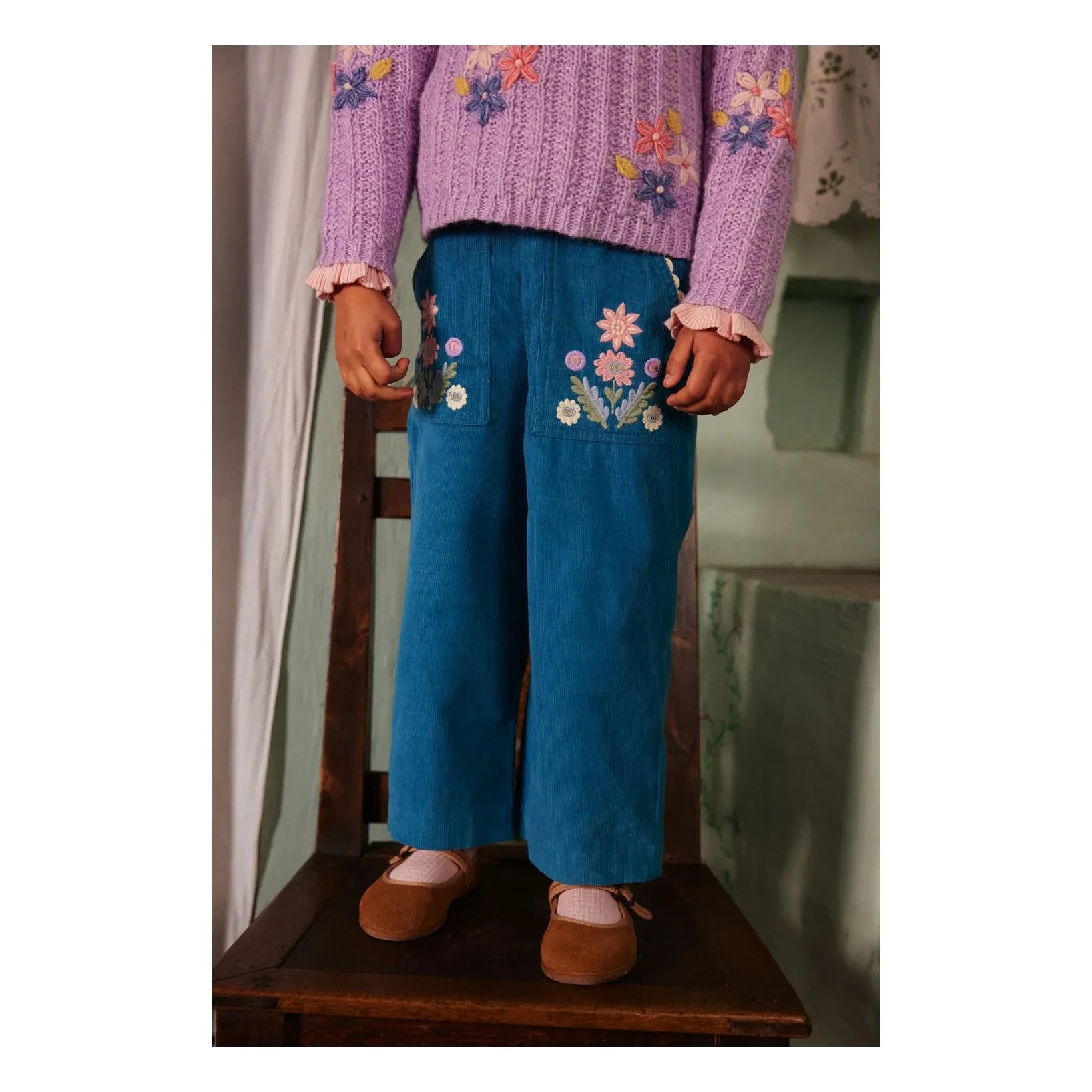 Louise Misha - Floralia organik pamuk pantolon | Mavi
