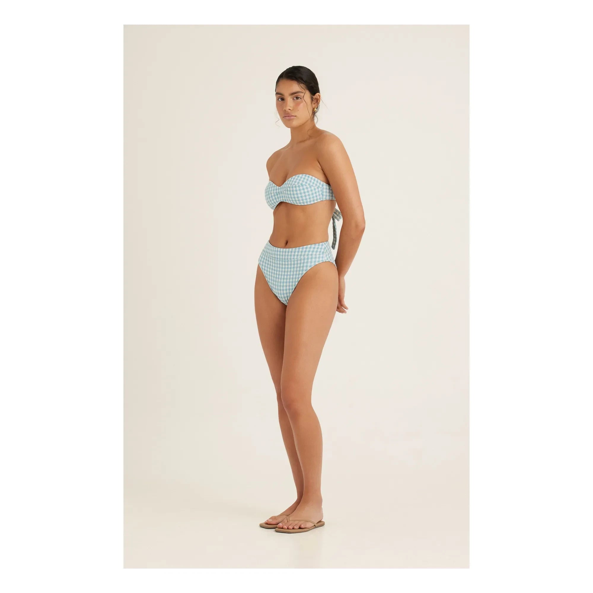 Peony - Parte superior de bikini bustier Vichy | Azul