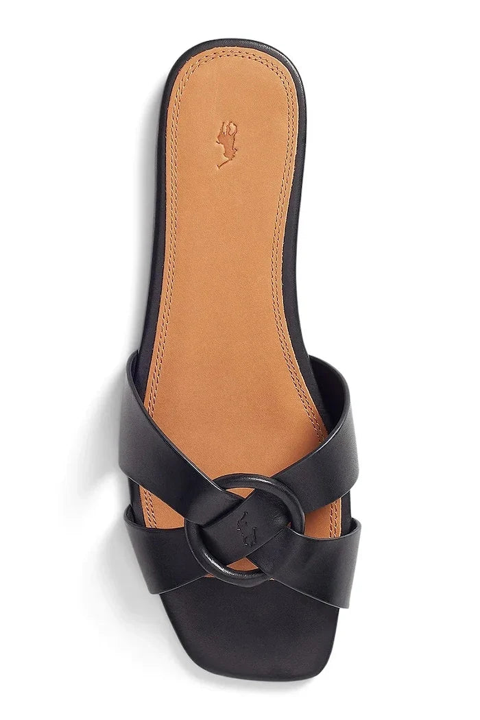 Pantufla de cuero con anillo Polo Ralph Lauren