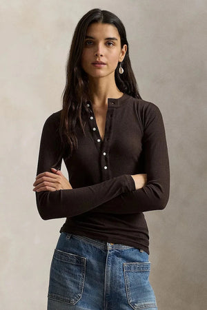 Blusa de mujer de algodón de manga larga Polo Ralph Lauren