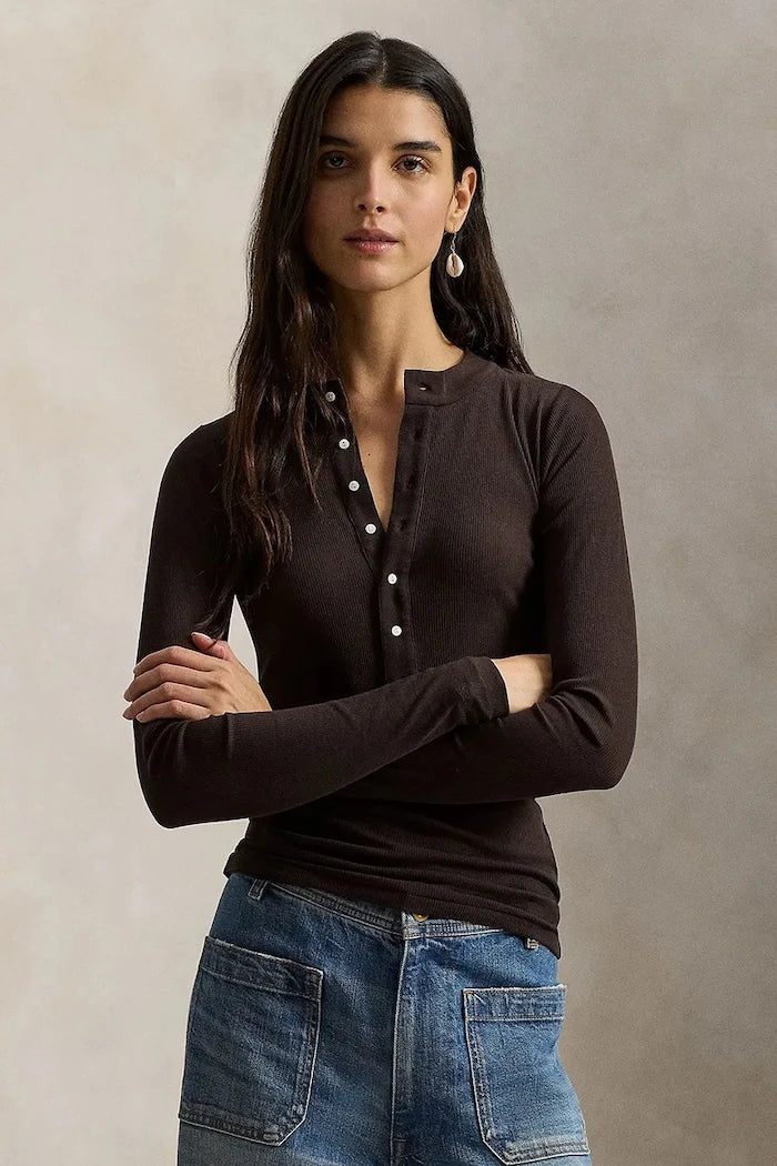 Blusa de mujer de algodón de manga larga Polo Ralph Lauren