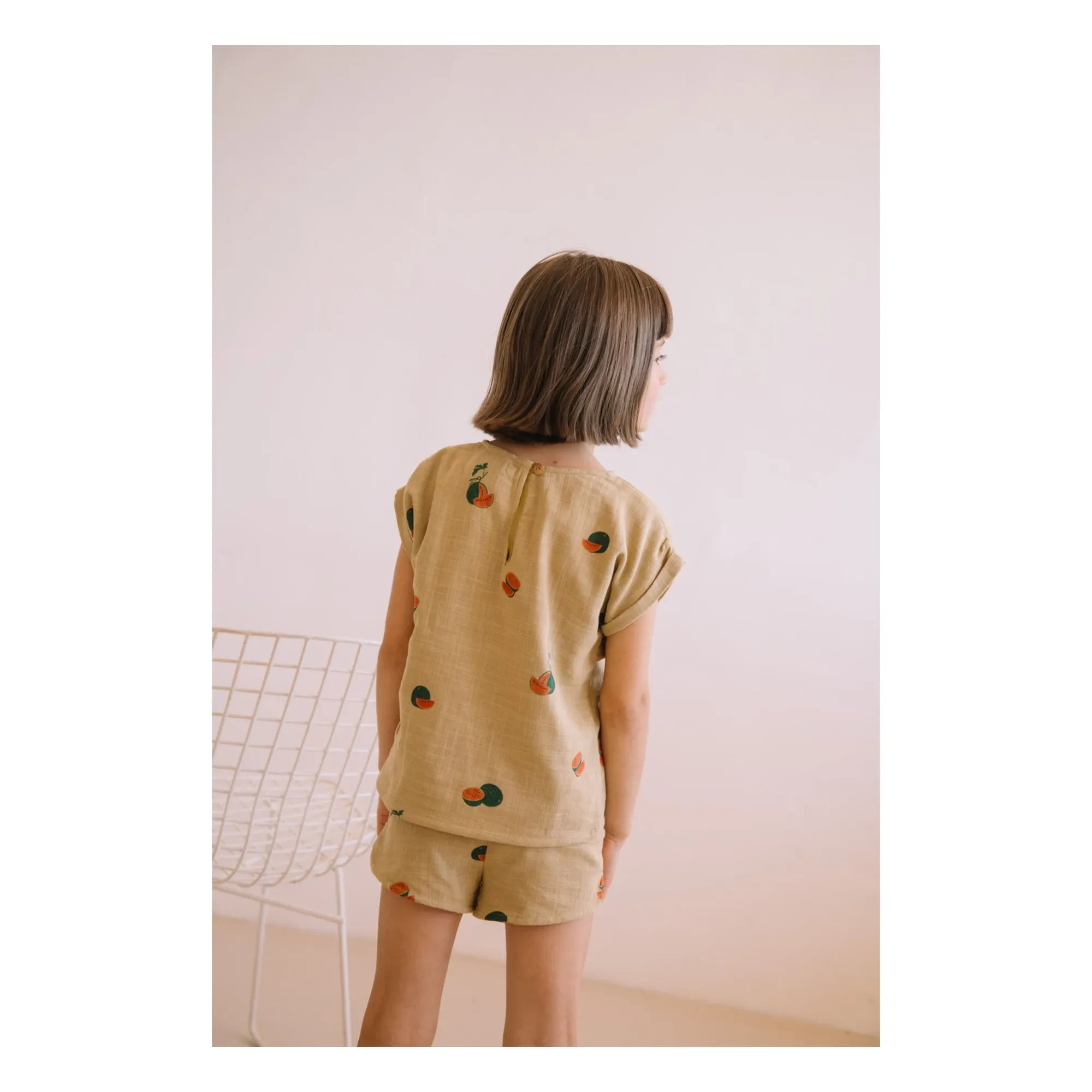 Studio Bohème - Short Georgette Gasa de Algodón Orgánico con Estampado de Sandía | Salvia