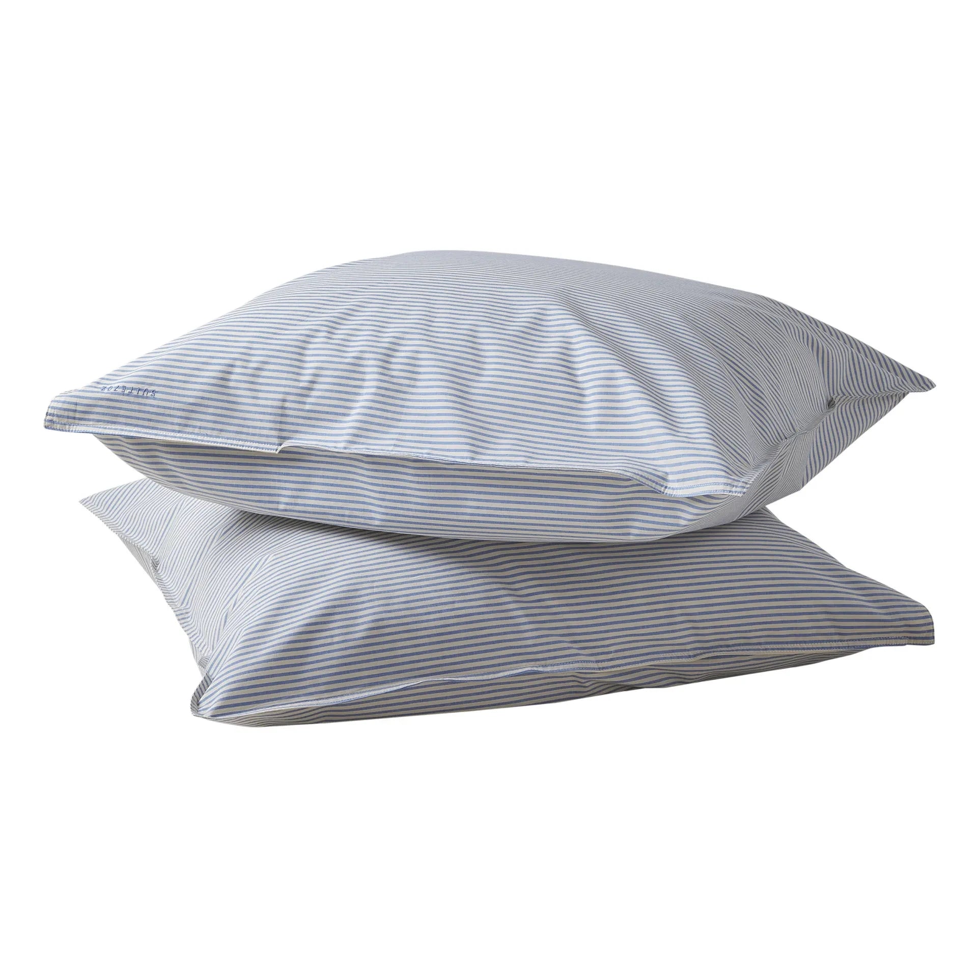 Suite 702 - Funda de almohada a rayas de algodón orgánico - Juego de 2 | Azul