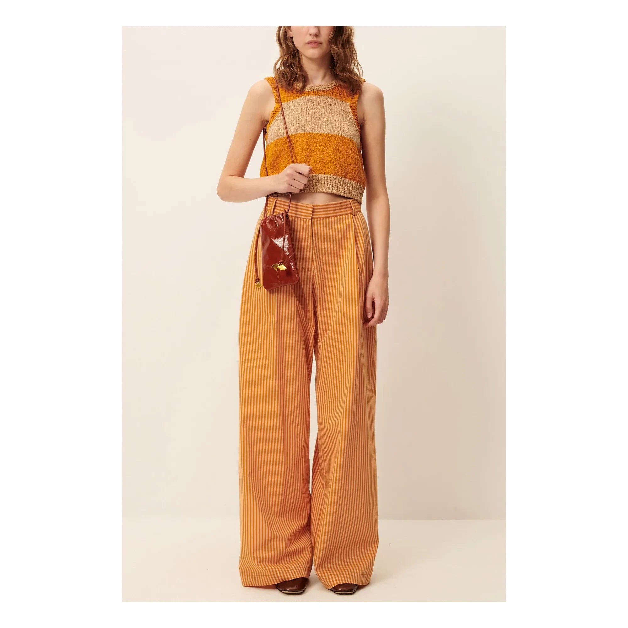 Sessùn - Pantalones de algodón a rayas Provencia | Naranja
