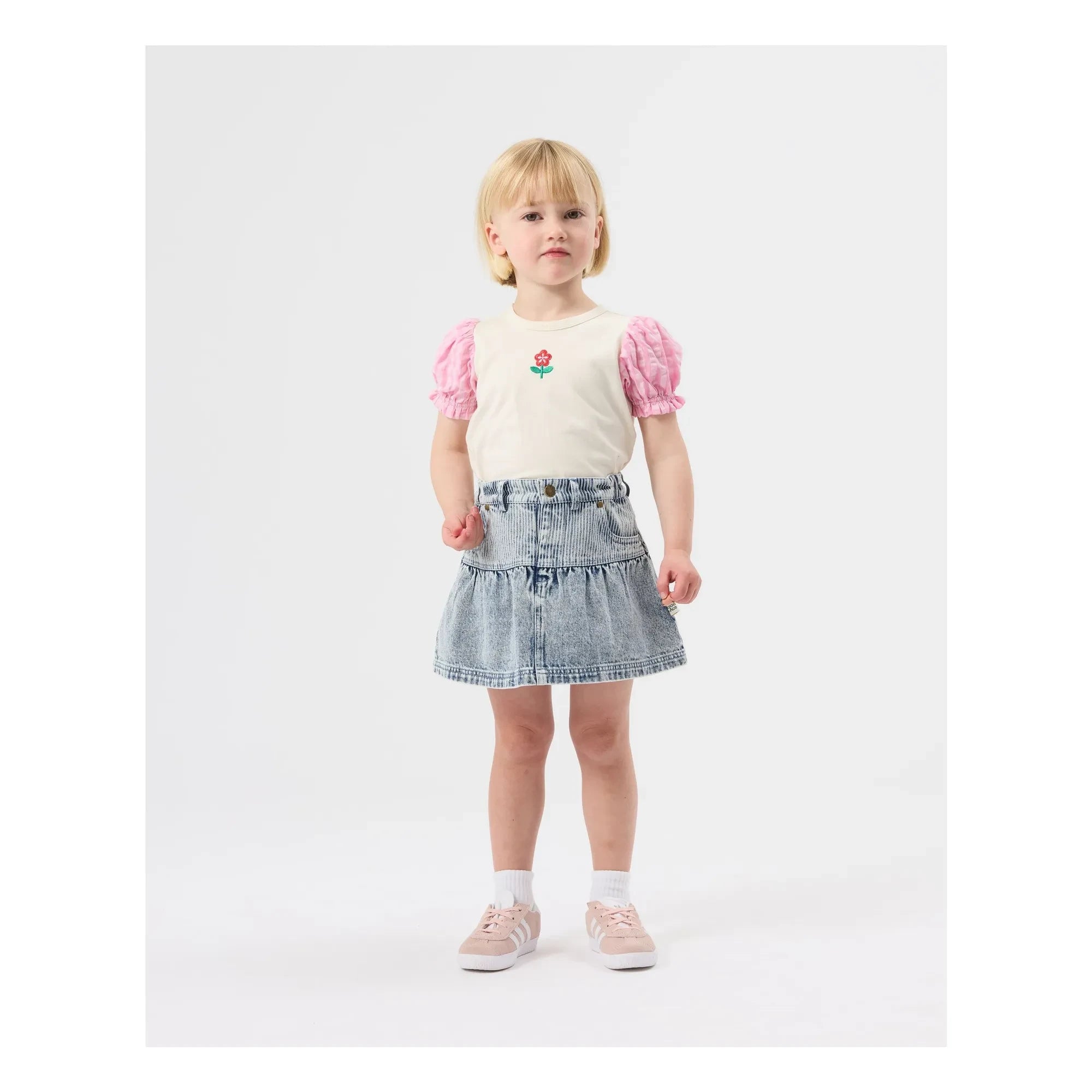 Goldie + Ace - Falda Vaquera Peplum | Azul