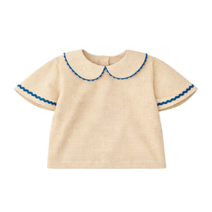 THE LiTTLE POETS - Blusa bordada con cuello Claudine Florbela Carreaux | Amarillo pálido