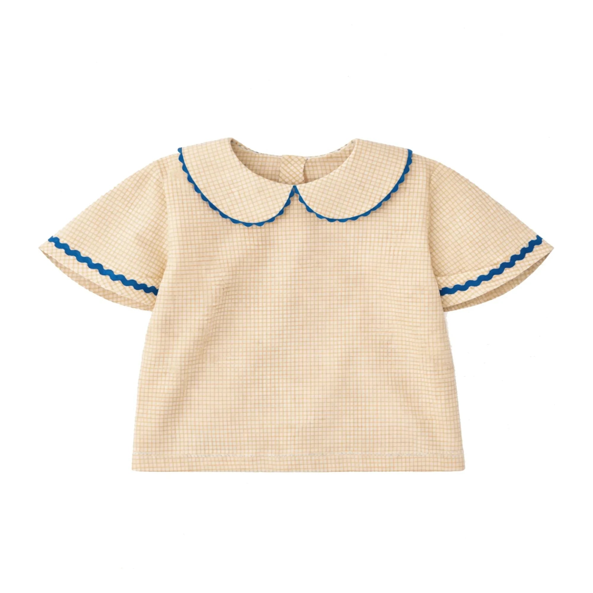 THE LiTTLE POETS - Blusa bordada con cuello Claudine Florbela Carreaux | Amarillo pálido