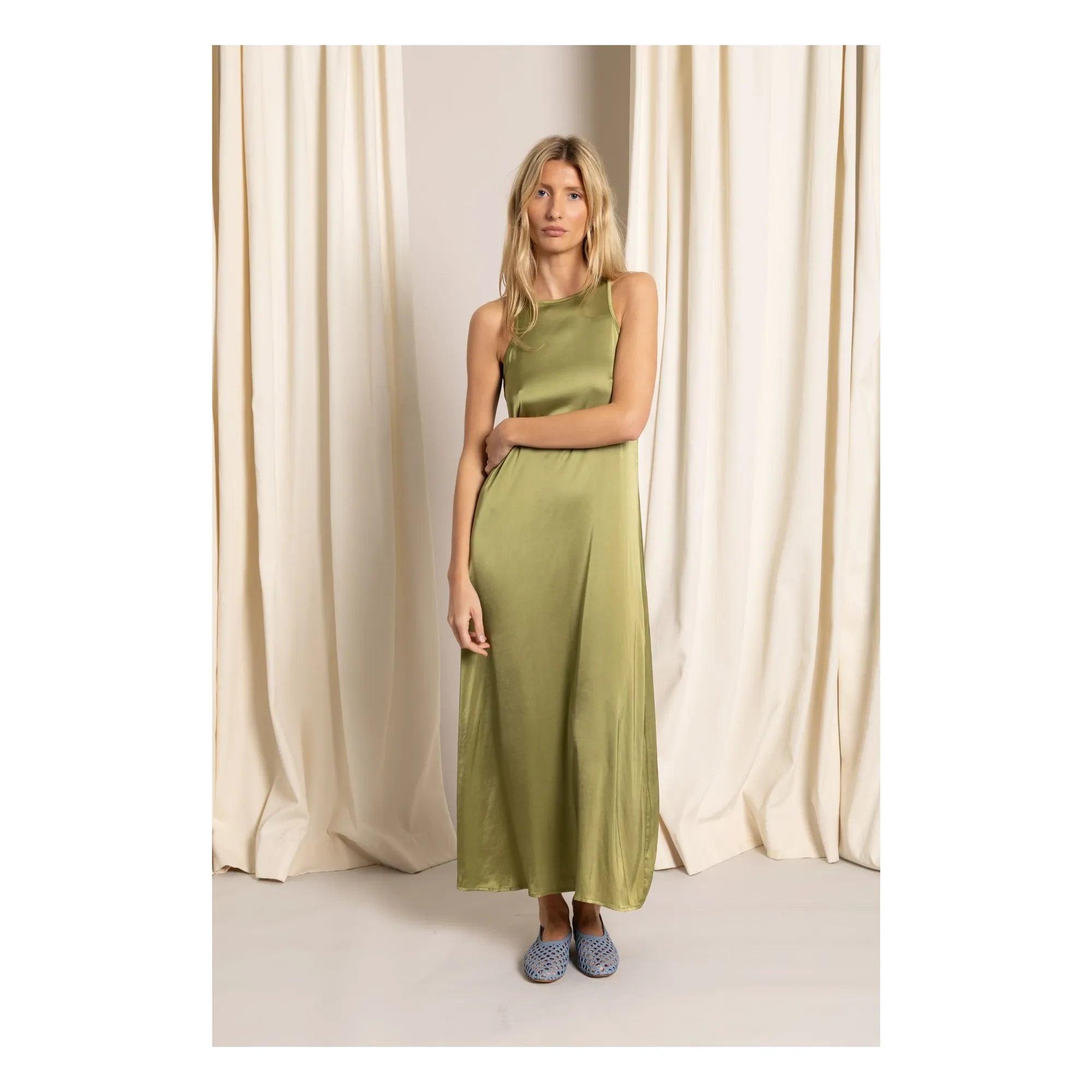 Smallable Mujer - Vestido de Satén Zelie | Verde anís
