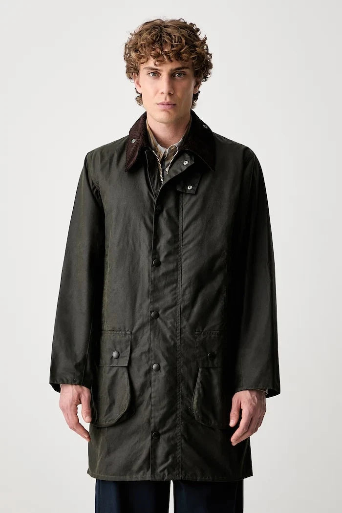 Chaqueta Barbour larga de algodón para hombre