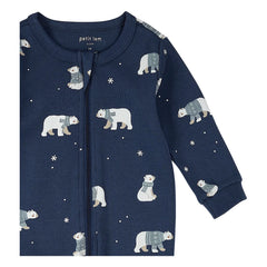 Petit Lem - Pijama con pies de algodón orgánico para bebé Oso | Azul oscuro
