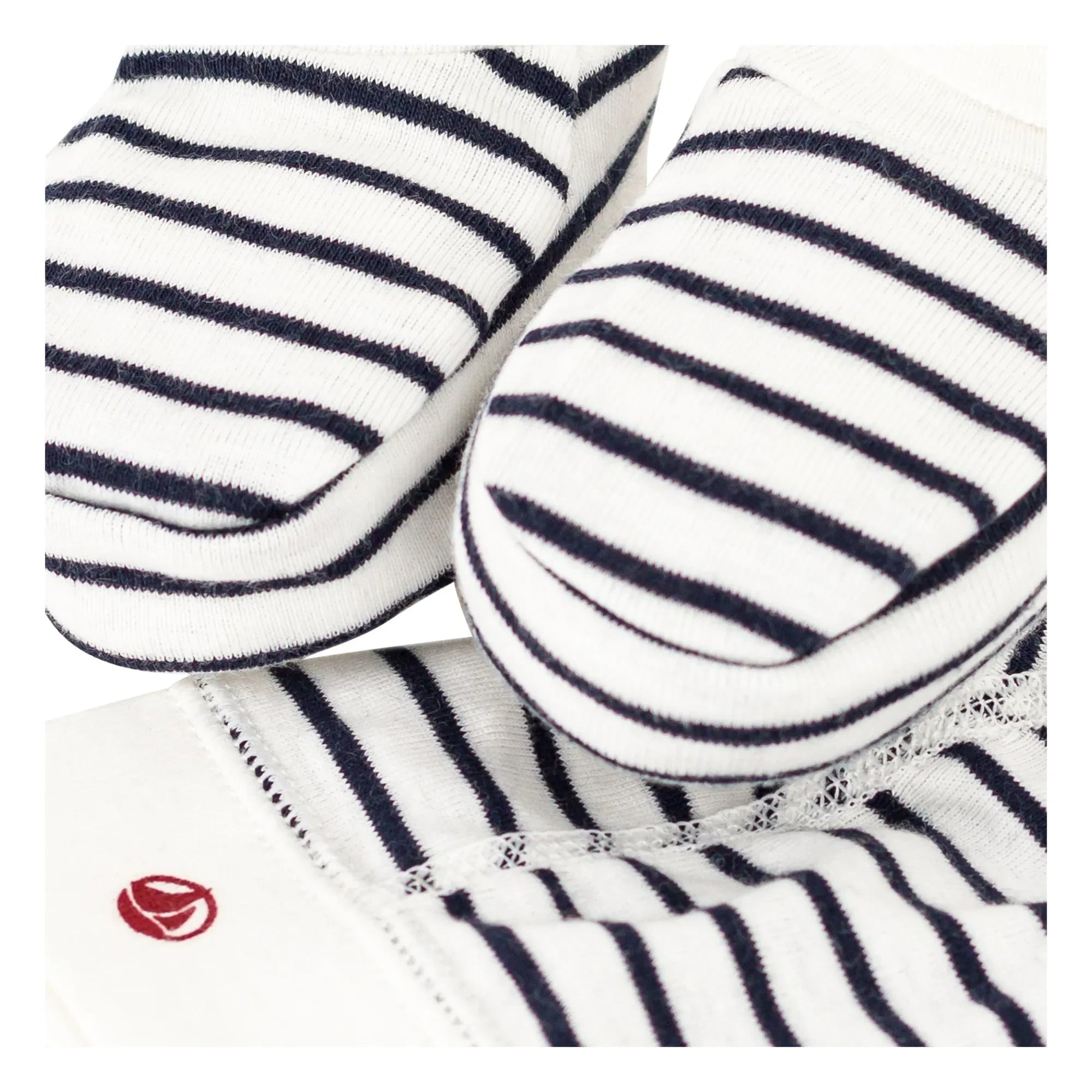 Petit Bateau - Conjunto de gorro y zapatillas a rayas | Azul marino