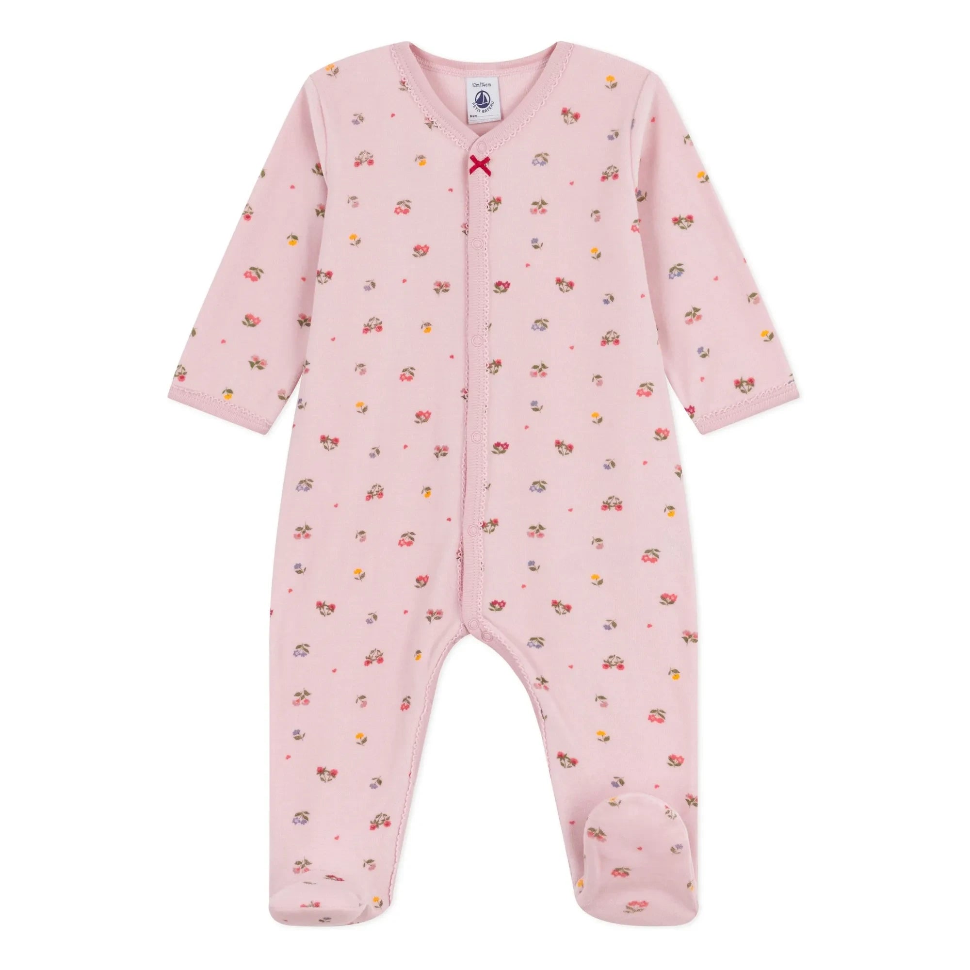 Petit Bateau - Pijama de algodón orgánico con lazo floral | Rosa