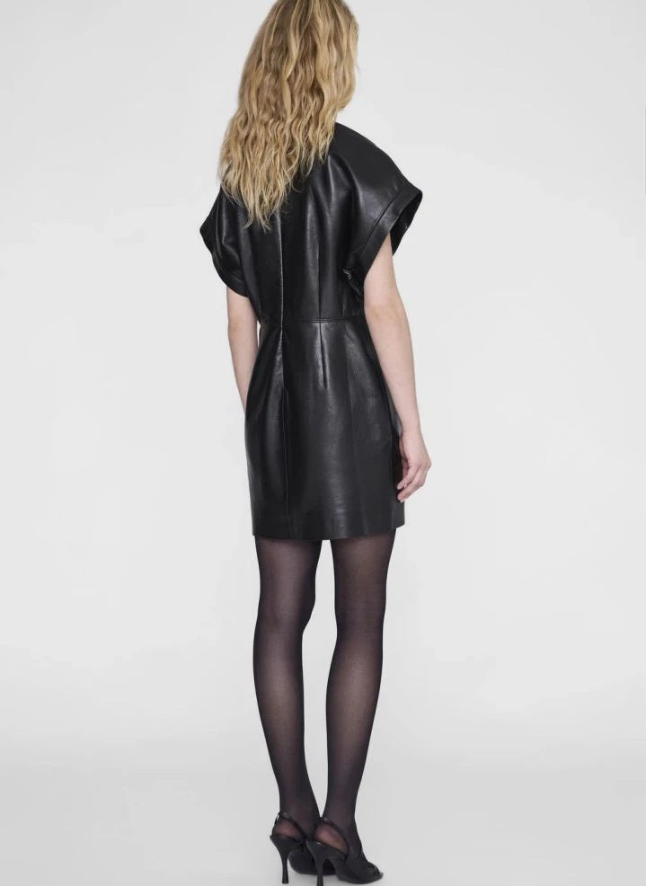 Anine Bing - Zelie Vestido de Cuero | Negro