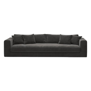 Panac Edition - Bellechasse kadife fırçalanmış 4 kişilik hafif kanepe - 260 cm | Kömür grisi