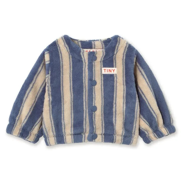 Tinycottons - Chaqueta polar a rayas | Azul petróleo