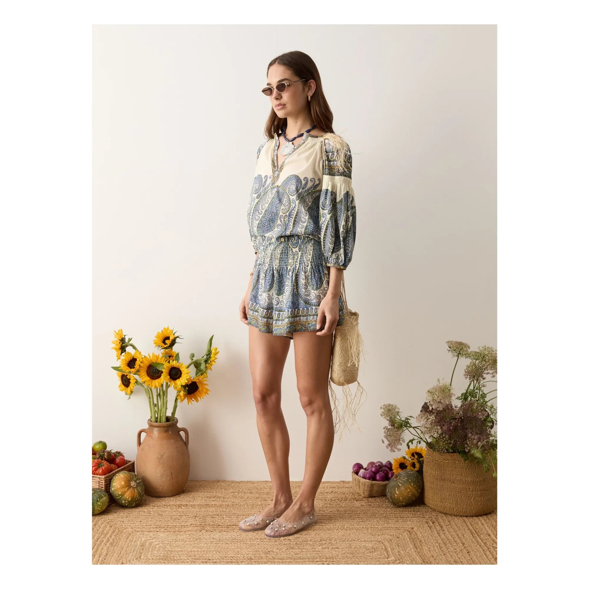 Boteh - Arcadia Shorts de Lino | Lapislázuli