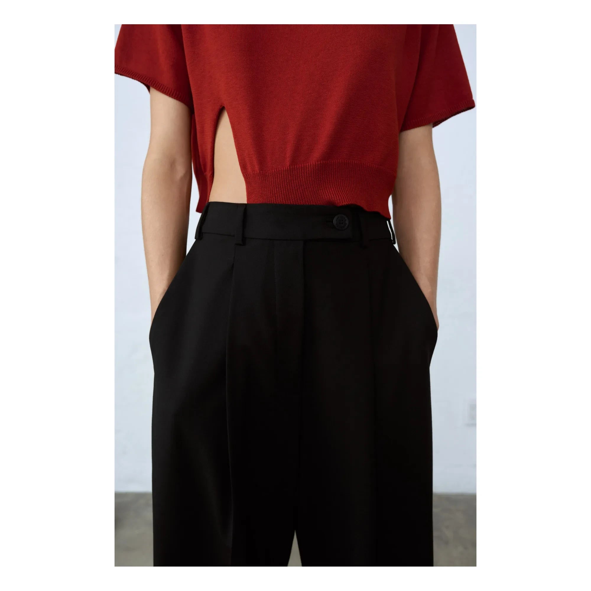 Cordera - Pantalón de lana para hombre con costura | Negro