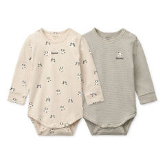 Liewood - Body de algodón orgánico Yanni Panda, paquete de 2 | Beige