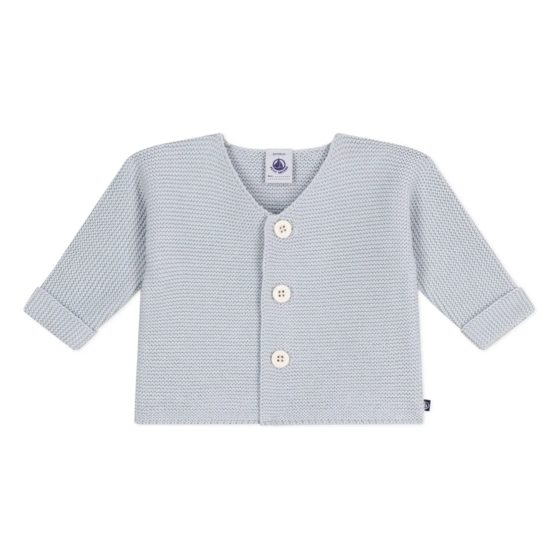 Petit Bateau - Cárdigan fino de punto de algodón orgánico | Gris claro