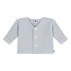 Petit Bateau - Cárdigan fino de punto de algodón orgánico | Gris claro