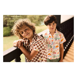 Arsène et Les Pipelettes - Camisa de toalla de algodón orgánico Damier | Marrón