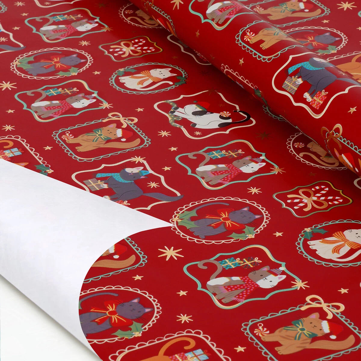 Legami - Papel de Regalo de Navidad Kitty Frames - Rollo de 200 x 70 cm