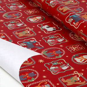 Legami - Papel de Regalo de Navidad Kitty Frames - Rollo de 200 x 70 cm