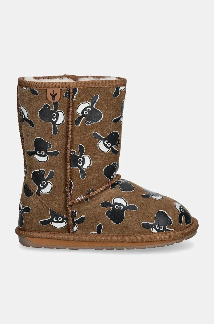 Emu Australia Shaun the Sheep Print Botas de nieve de ante para niños