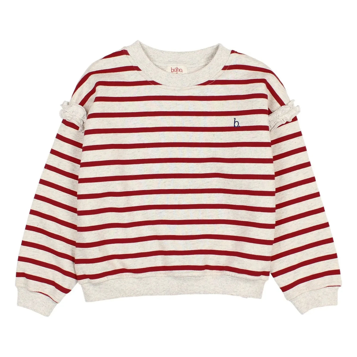 Búho - Sudadera de algodón orgánico a rayas | Rojo cereza