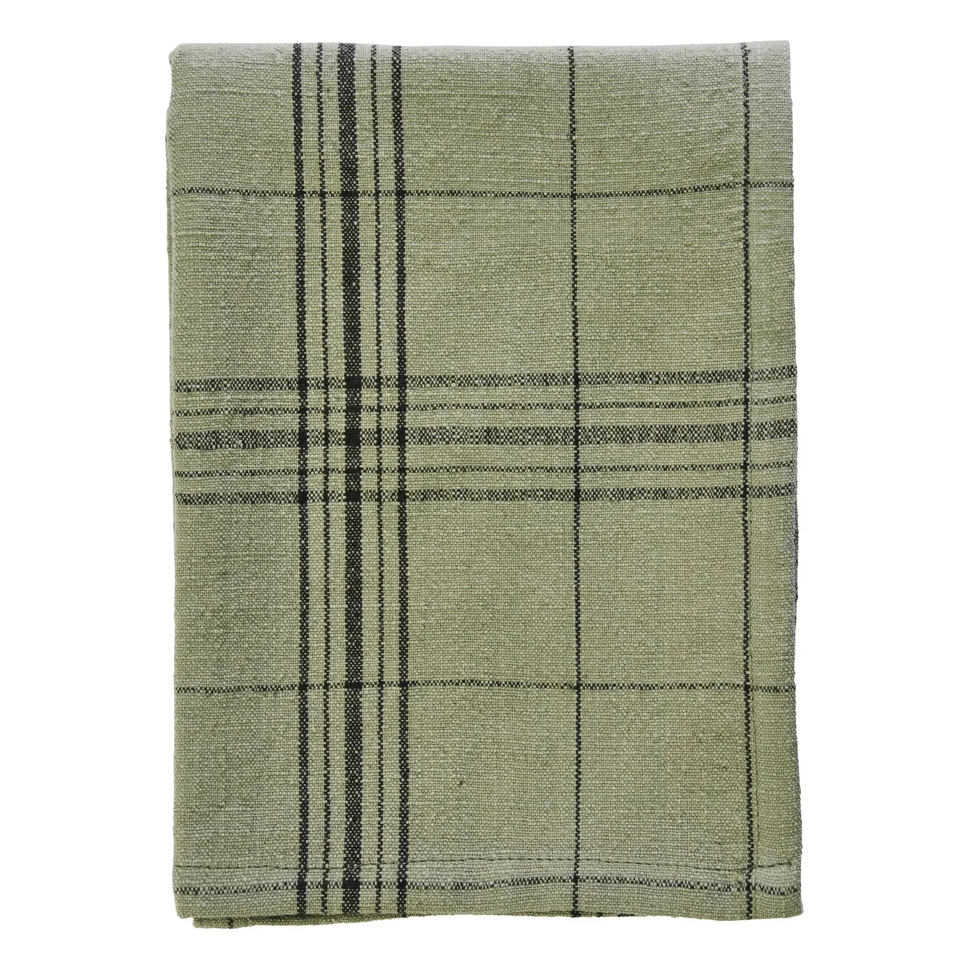 Madam Stoltz - Paño de cocina a cuadros de algodón | Verde oliva