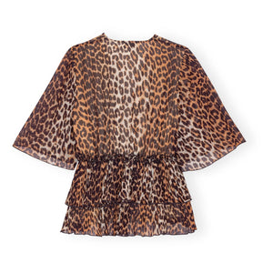 Ganni - Blusa de georgette de fibras recicladas | Leopardo