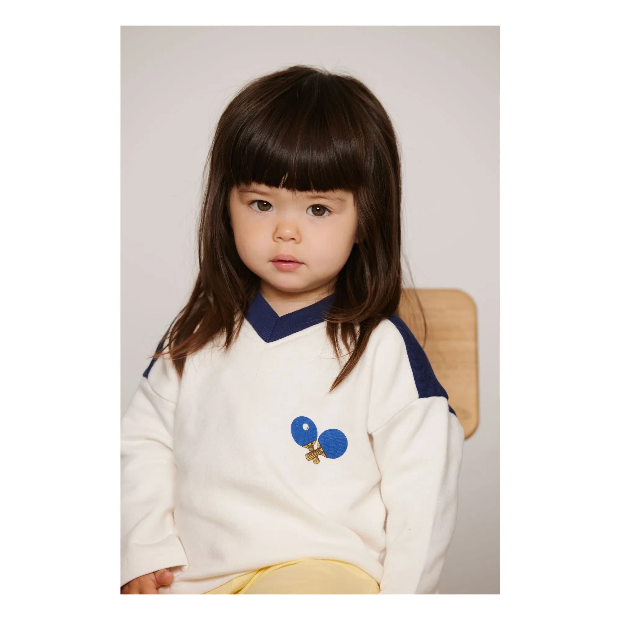 Mini Rodini - Sudadera de algodón orgánico Ping Pong | Blanco
