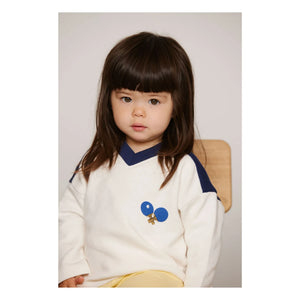 Mini Rodini - Sudadera de algodón orgánico Ping Pong | Blanco
