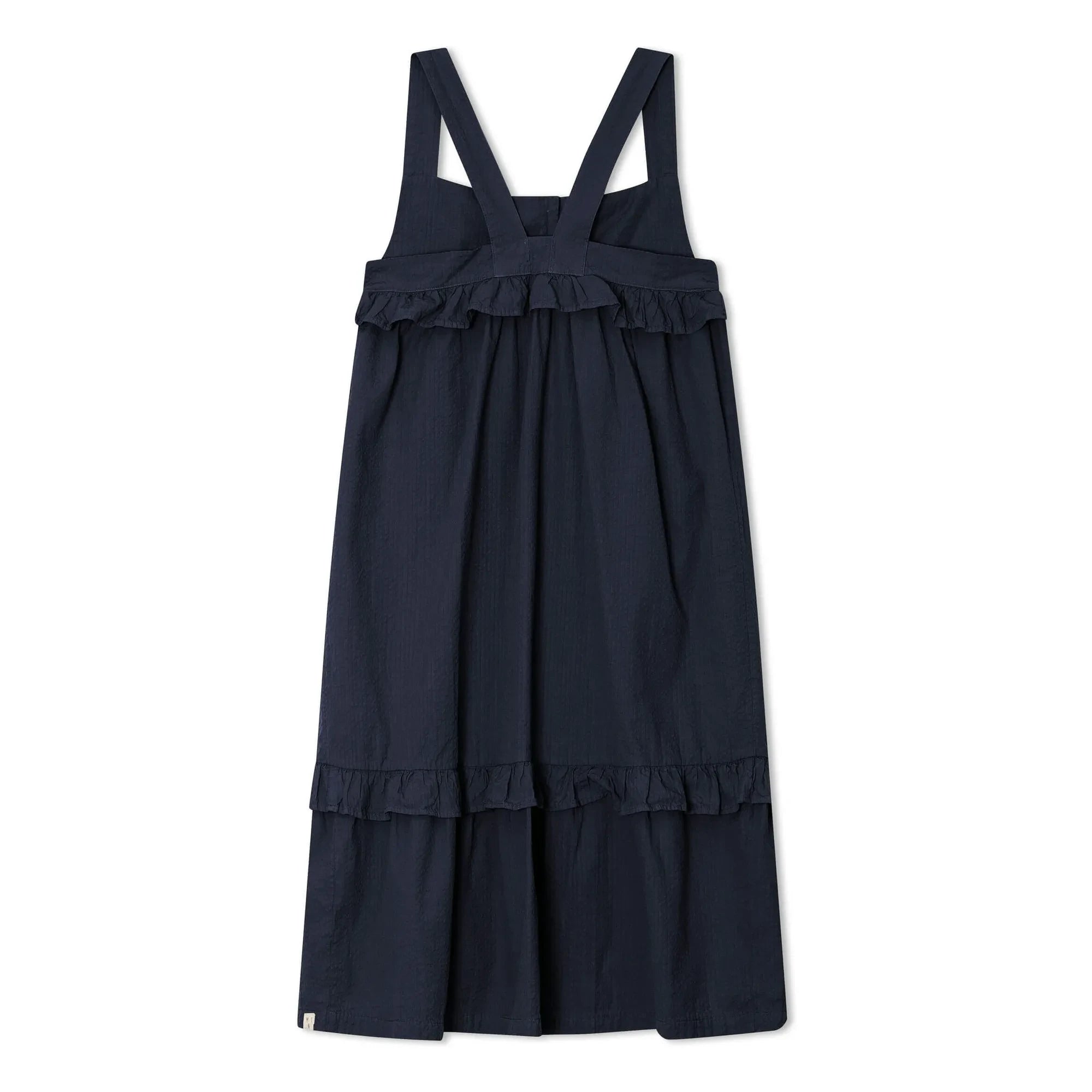 Matona - Vestido con volantes Mi-Long Algodón orgánico | Azul marino
