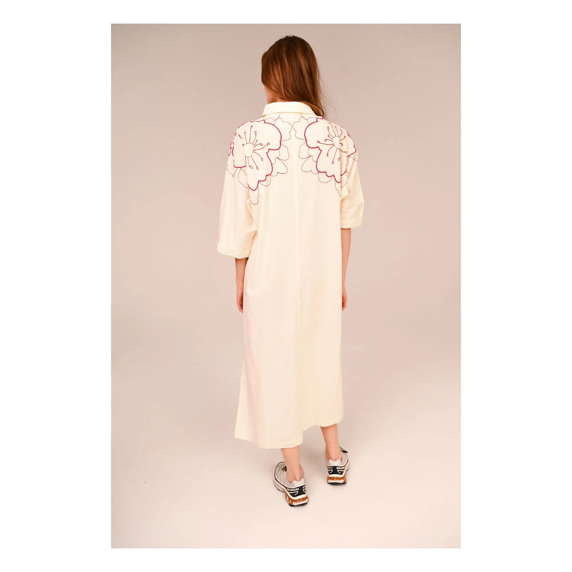 Sacrécoeur - Vestido de algodón de batista bordado Lou Pivoine | Blanco