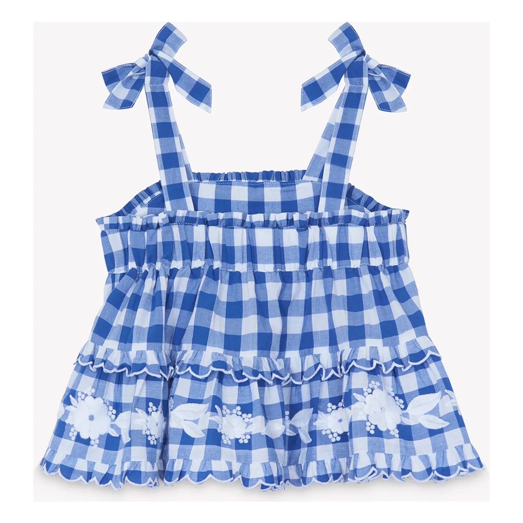 Tartine et Chocolat - Blusa bordada y conjunto de pantalón corto de cuadros | Azul real