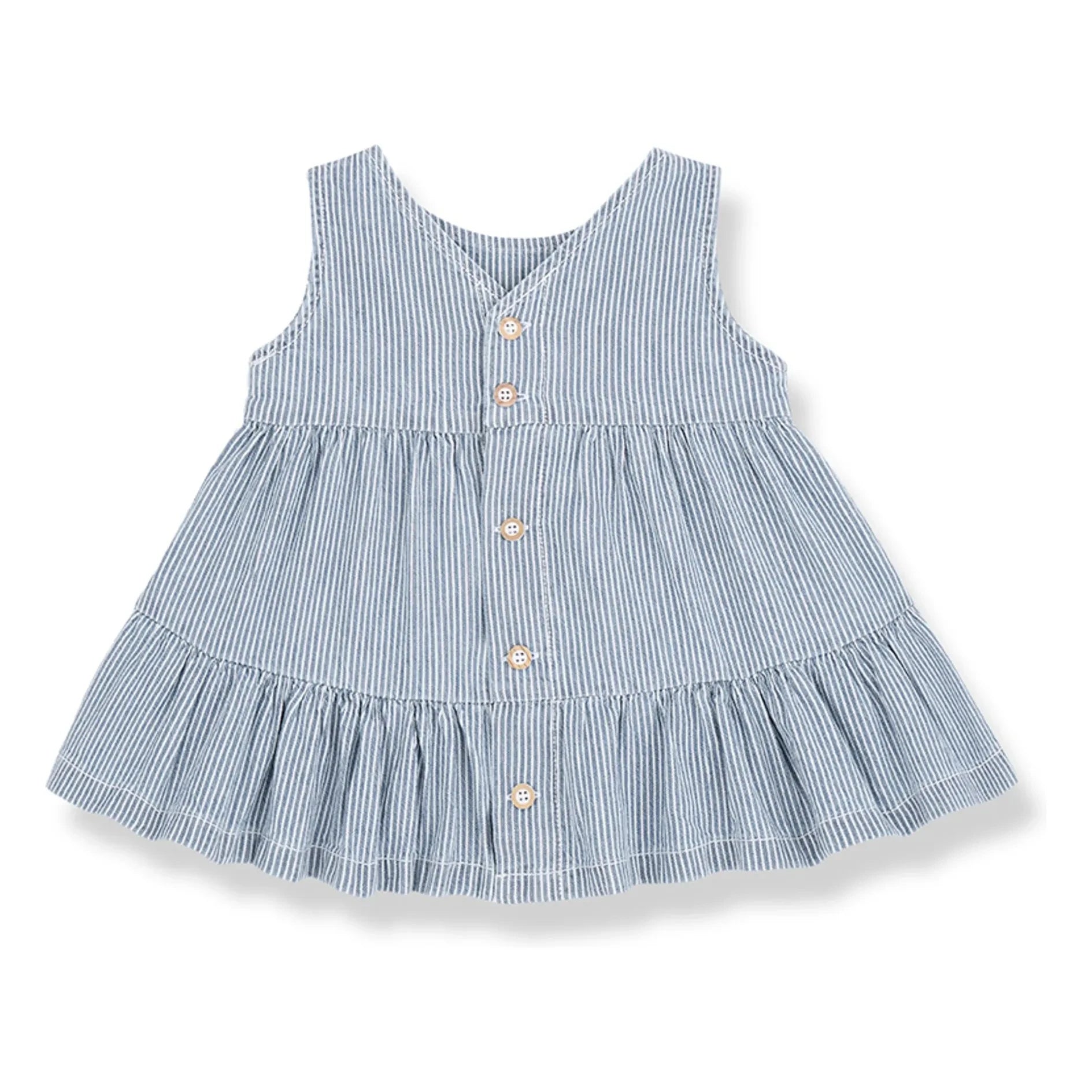 1+ in the family - Vestido de algodón orgánico a rayas Galdana | Azul claro