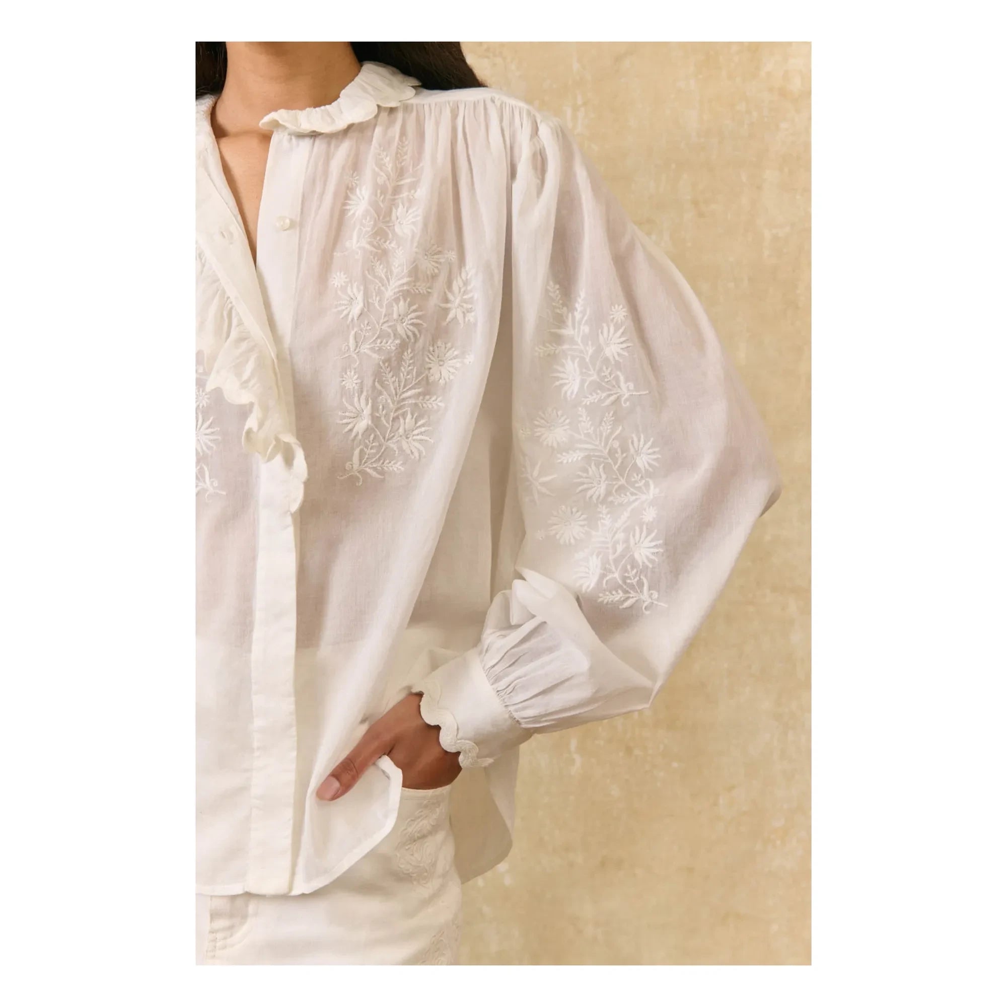 Louise Misha - Blusa Cora de Algodón Orgánico | Blanco
