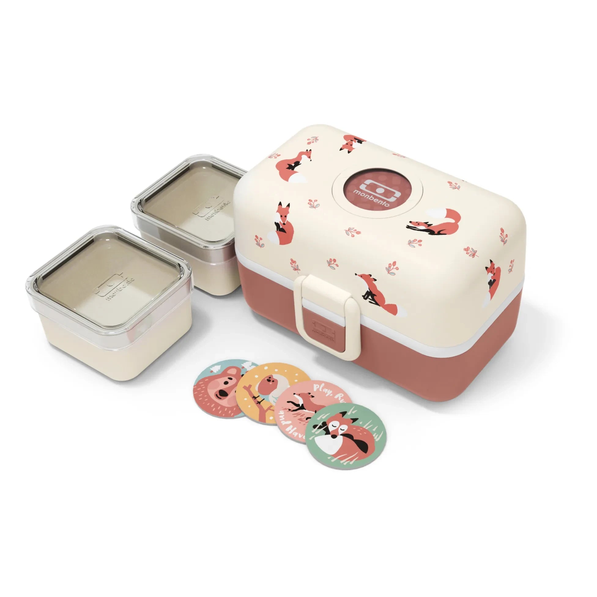 Monbento - MB Tresor, fiambrera bento adaptable para niños con 3 compartimentos | Rosa polvo