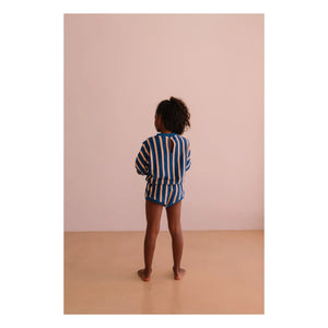 We Are Kids - Romy mameluco de toalla de algodón orgánico a rayas | Azul