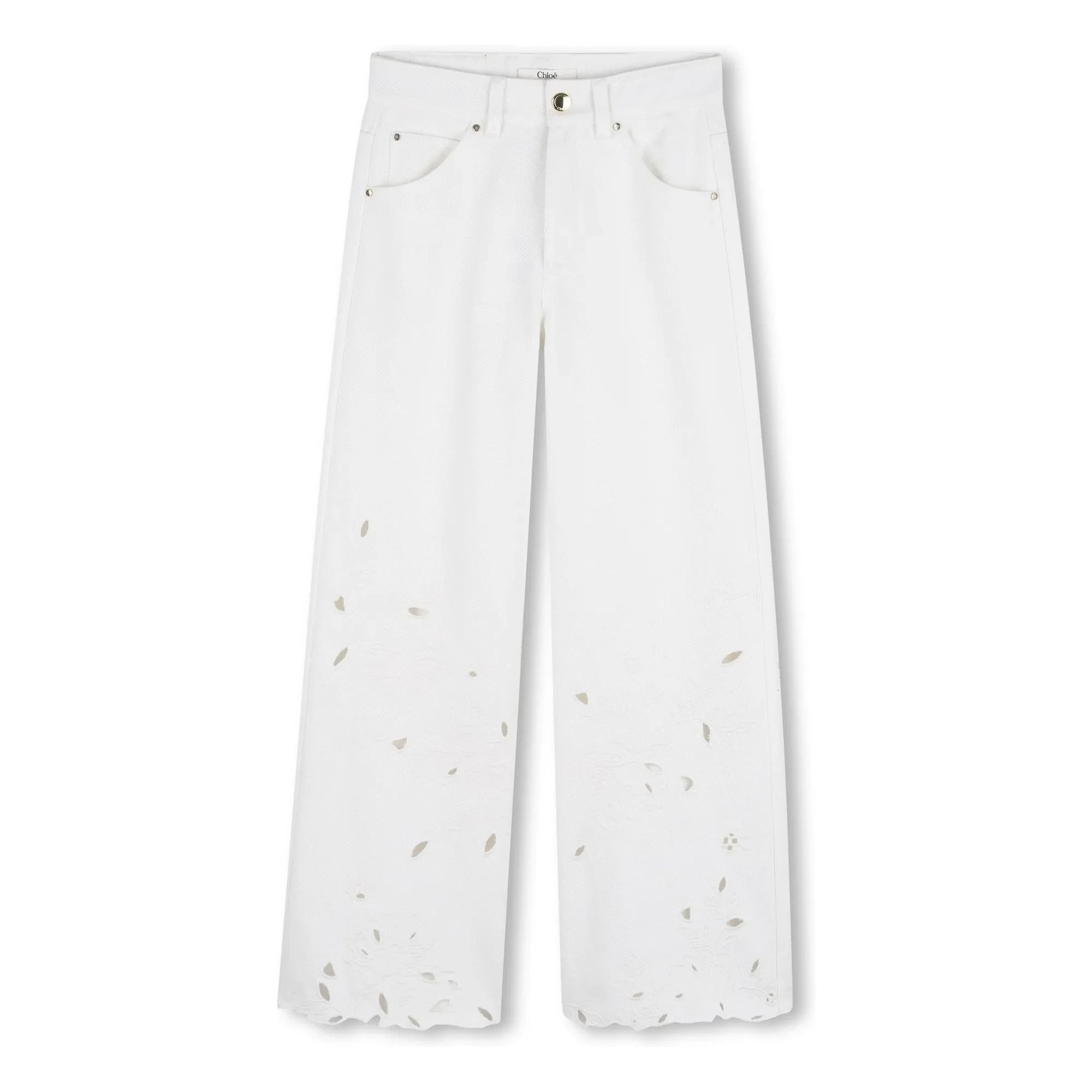 Chloé - Pantalones bordados de algodón orgánico | Blanco