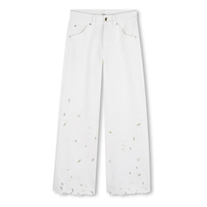 Chloé - Pantalones bordados de algodón orgánico | Blanco