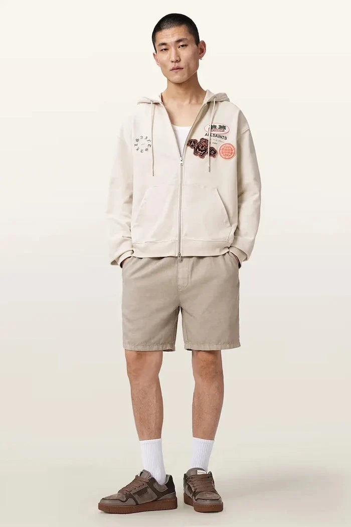 Sudadera con capucha y cremallera de algodón para hombre AllSaints PATCHER