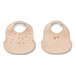 Liewood - Baberos de Silicona Ember - Set de 2 | Mini Butterfly/Apple Blossom